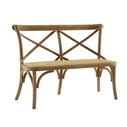 Linon Corie Bentwood Bench With Backrest, 35"H x 44-1/2"W x 24-1/2"D, Brown
