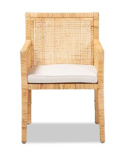 bali & pari Karis Rattan Dining Chair, Natural/White 2