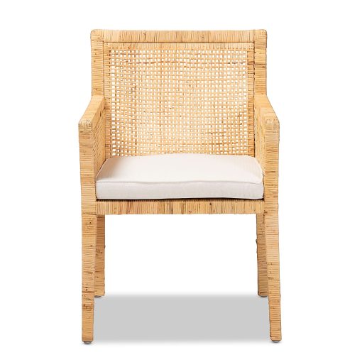 bali & pari Karis Rattan Dining Chair, Natural/White - Image 2