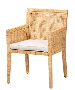 bali & pari Karis Rattan Dining Chair, Natural/White
