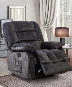Bestier Oversized Fabric Recliner With 8-Point Vibration Massage, Dark Gray