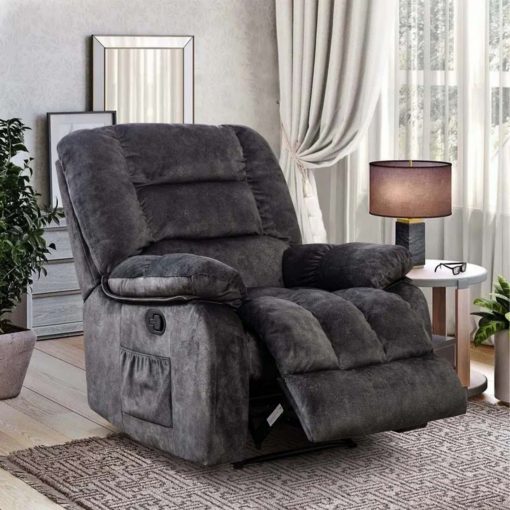 Bestier Oversized Fabric Recliner With 8-Point Vibration Massage, Dark Gray