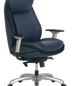 Shaquille O'Neal™ Zethus Ergonomic Bonded Leather High-Back Executive Office Chair, Navy/Silver