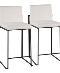 LumiSource Fuji Contemporary Counter Stools, Black/White, Set Of 2 Stools
