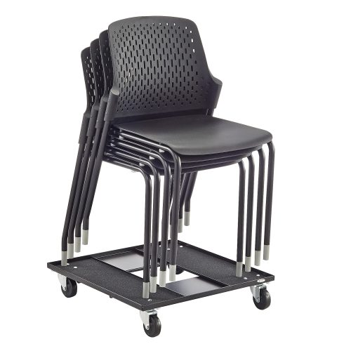 Safco® Next Plastic Seat, Plastic Back Stacking Chair, 18 1/2" Seat Width, Black Seat/Black Frame, Quantity: 4