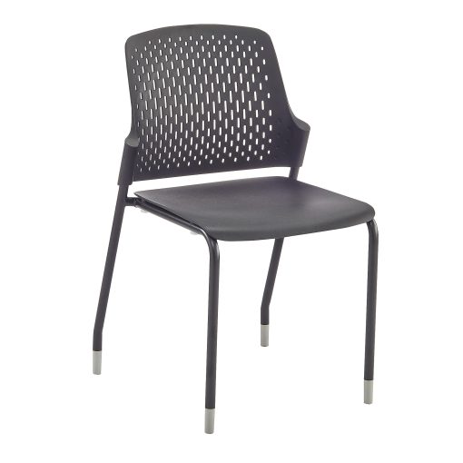Safco® Next Plastic Seat, Plastic Back Stacking Chair, 18 1/2" Seat Width, Black Seat/Black Frame, Quantity: 4 - Image 2