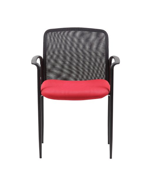 Boss Stackable Mesh-Back Guest Chair, Red/Black - Image 2