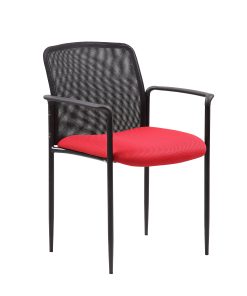Boss Stackable Mesh-Back Guest Chair, Red/Black