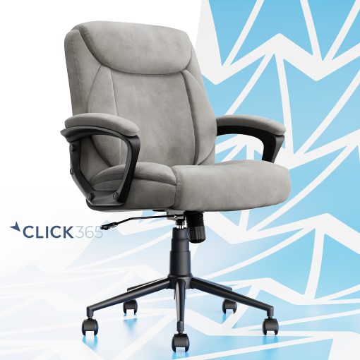 Click365 Transform 1.0 Ergonomic Faux Leather Mid-Back Manager Office Chair, Gray/Black - Image 2