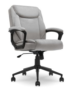 Click365 Transform 1.0 Ergonomic Faux Leather Mid-Back Manager Office Chair, Gray/Black