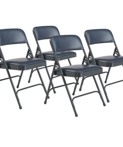 National Public Seating Series 1200 Folding Chairs, Blue/Char-Blue, Set Of 4 Chairs