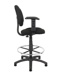 Boss Office Products Ergonomic Drafting Stool With Back, Footring, Black 2