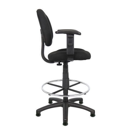 Boss Office Products Ergonomic Drafting Stool With Back, Footring, Black - Image 2