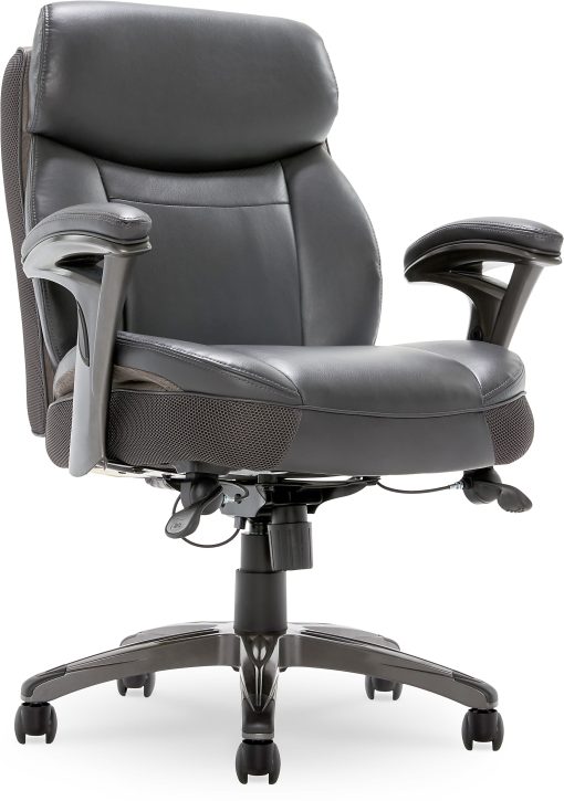 Serta® Smart Layers™ Siena Bonded Leather Mid-Back Manager's Chair, Gray/Silver - Image 2