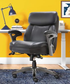 Serta® Smart Layers™ Siena Bonded Leather Mid-Back Manager's Chair, Gray/Silver