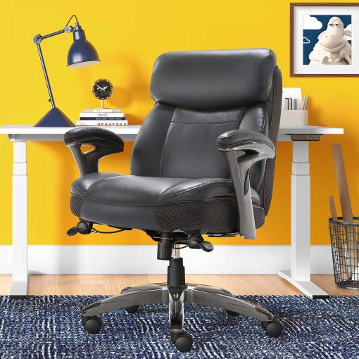Serta® Smart Layers™ Siena Bonded Leather Mid-Back Manager's Chair, Gray/Silver