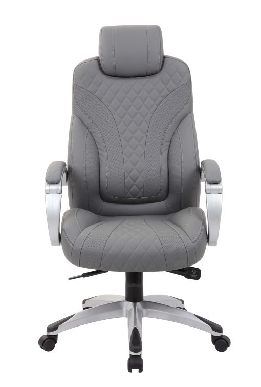 Boss Office Products Hinged Arm Ergonomic High-Back Chair, Gray - Image 2