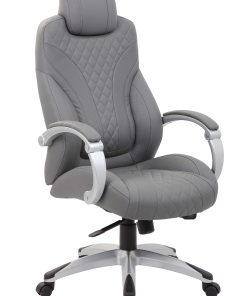Boss Office Products Hinged Arm Ergonomic High-Back Chair, Gray