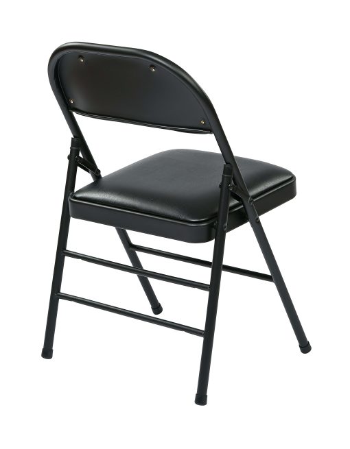 Office Star™ Work Smart® Vinyl Mid-Back Folding Chairs, Black, Pack Of 4 - Image 2
