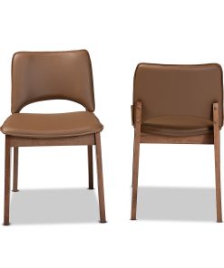 Baxton Studio Afton Dining Chairs, Brown/Walnut Brown, Set Of 2 Chairs 2