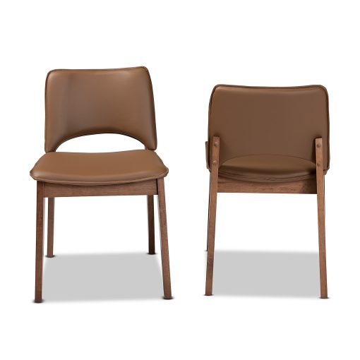 Baxton Studio Afton Dining Chairs, Brown/Walnut Brown, Set Of 2 Chairs - Image 2