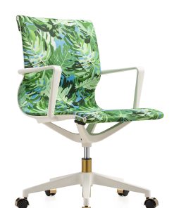 Raynor® Elizabeth Sutton Wynwood Pura Vida Fabric Mid-Back Task Chair, Green Pura Vida/White/Gold