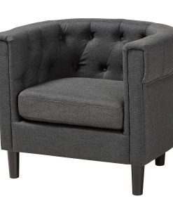 Baxton Studio 9511 Chesterfield Chair, Charcoal