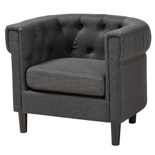 Baxton Studio 9511 Chesterfield Chair, Charcoal
