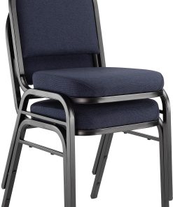 National Public Seating 9200 Series: Dome-Back Premium Fabric Upholstered Banquet Stack Chair, Midnight Blue Seat/Black Sandtex Frame, Set Of 2 2