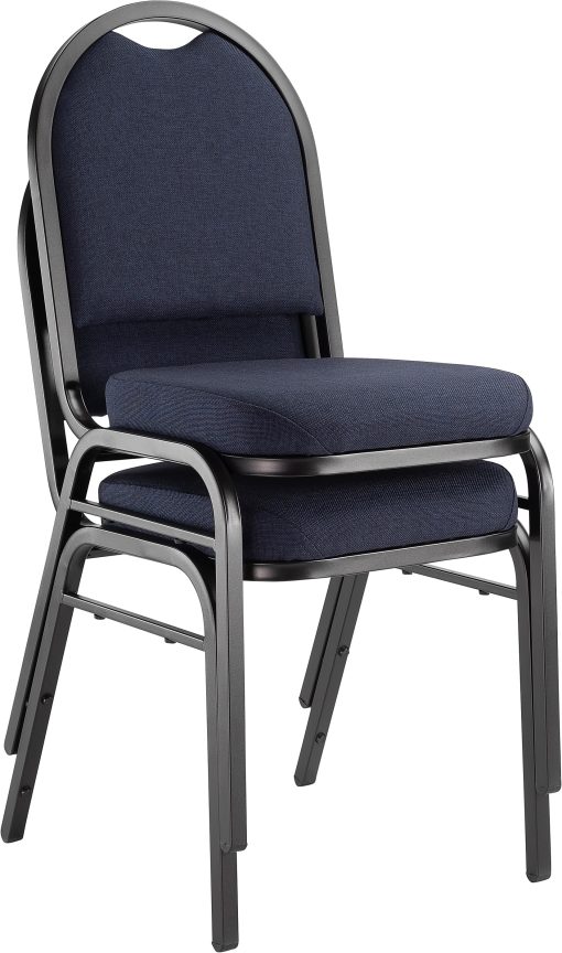 National Public Seating 9200 Series: Dome-Back Premium Fabric Upholstered Banquet Stack Chair, Midnight Blue Seat/Black Sandtex Frame, Set Of 2 - Image 2