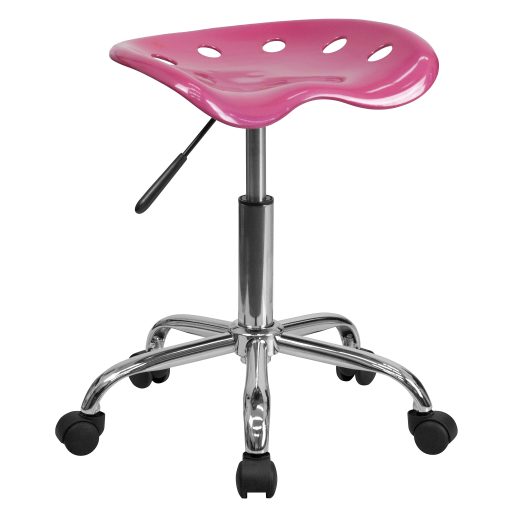Flash Furniture Vibrant Tractor Seat Stool, Pink/Chrome - Image 2