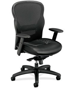 basyx by HON® VL701 Ergonomic Bonded Leather/Mesh High-Back Chair, Black 2