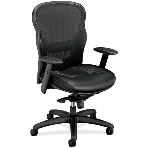 basyx by HON® VL701 Ergonomic Bonded Leather/Mesh High-Back Chair, Black - Image 2