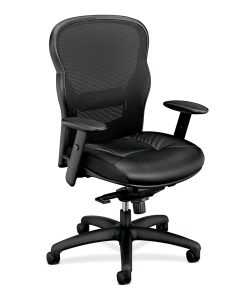 basyx by HON® VL701 Ergonomic Bonded Leather/Mesh High-Back Chair, Black