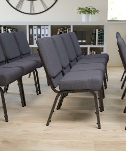 Flash Furniture HERCULES Series 21"W Stackable Church Chair, Dark Gray/Silvervein