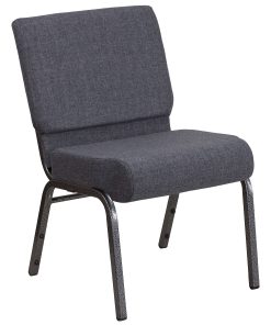 Flash Furniture HERCULES Series 21″W Stackable Church Chair, Dark Gray/Silvervein 2