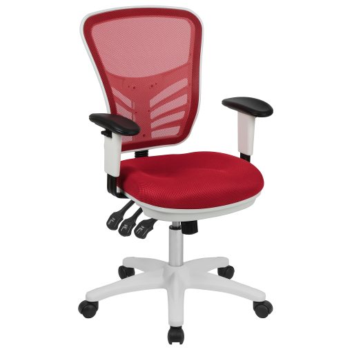 Flash Furniture Ergonomic Mesh Mid-Back Executive Office Chair, Red/White - Image 2