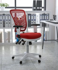 Flash Furniture Ergonomic Mesh Mid-Back Executive Office Chair, Red/White