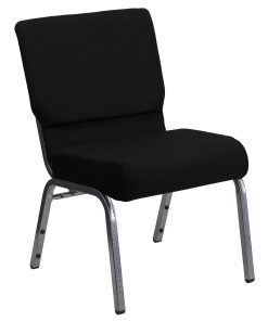 Flash Furniture HERCULES 21″W Stacking Church Chair, Black/Silvervein 2