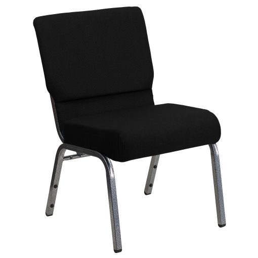 Flash Furniture HERCULES 21"W Stacking Church Chair, Black/Silvervein - Image 2