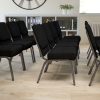 Flash Furniture HERCULES 21"W Stacking Church Chair, Black/Silvervein
