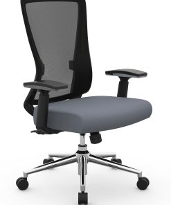 Realspace® Levari Mesh/Vegan Leather Mid-Back Task Office Chair, Gray/Black, BIFMA Compliant