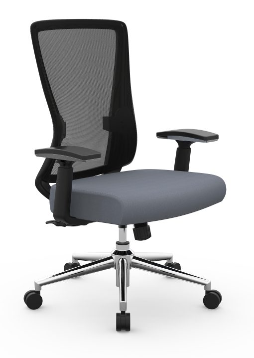 Realspace® Levari Mesh/Vegan Leather Mid-Back Task Office Chair, Gray/Black, BIFMA Compliant