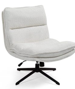 Glamour Home Benecia Upholstered Fabric Accent Chair, White/Black 2