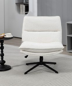 Glamour Home Benecia Upholstered Fabric Accent Chair, White/Black
