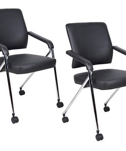 Boss Office Products Nesting Chairs, Black/Chrome, Set of 2 2