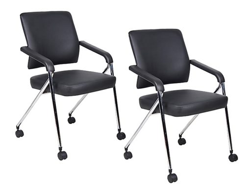 Boss Office Products Nesting Chairs, Black/Chrome, Set of 2 - Image 2