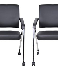 Boss Office Products Nesting Chairs, Black/Chrome, Set of 2