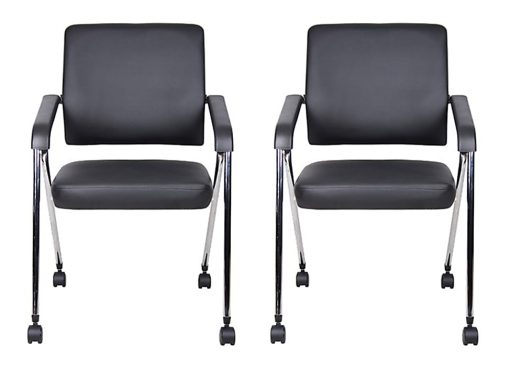 Boss Office Products Nesting Chairs, Black/Chrome, Set of 2