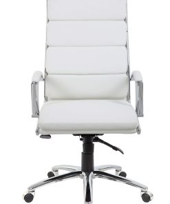 Boss Office Products CaressoftPlus™ Ergonomic Executive High-Back Chair, White/Chrome 2